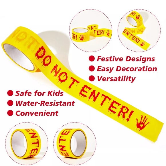 2 Caution Tape Yellow Do Not Enter Warning Tape Halloween decoration lot of 2 - Picture 9 of 10